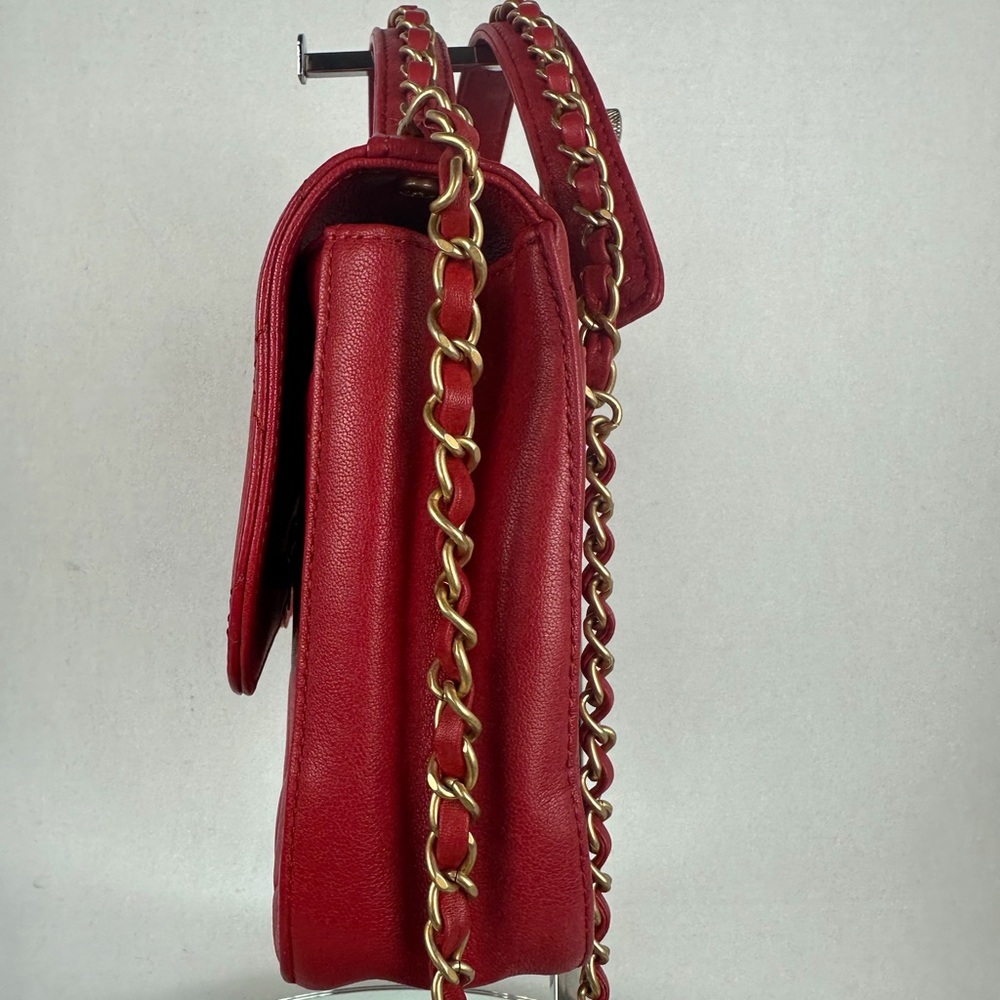 CHANEL 19 TOP HANDLE FLAP BAG RED 2019 AUTHENTIC - Picture 5 of 12